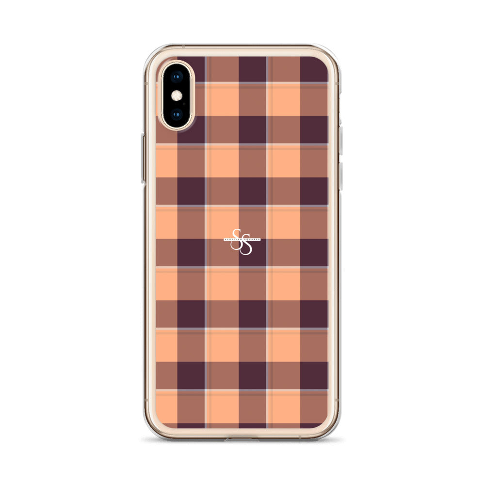 Clear Case for iPhone Hit Pink and Livid Brown Plaid - Scottish Squares