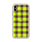 Clear Case for iPhone Electric Lime and Livid Brown Plaid - Scottish Squares