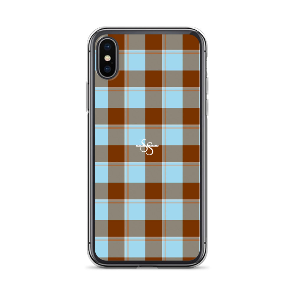 Clear Case for iPhone Blizzard Blue and Livid Brown Plaid iPhone X XS - Scottish Squares