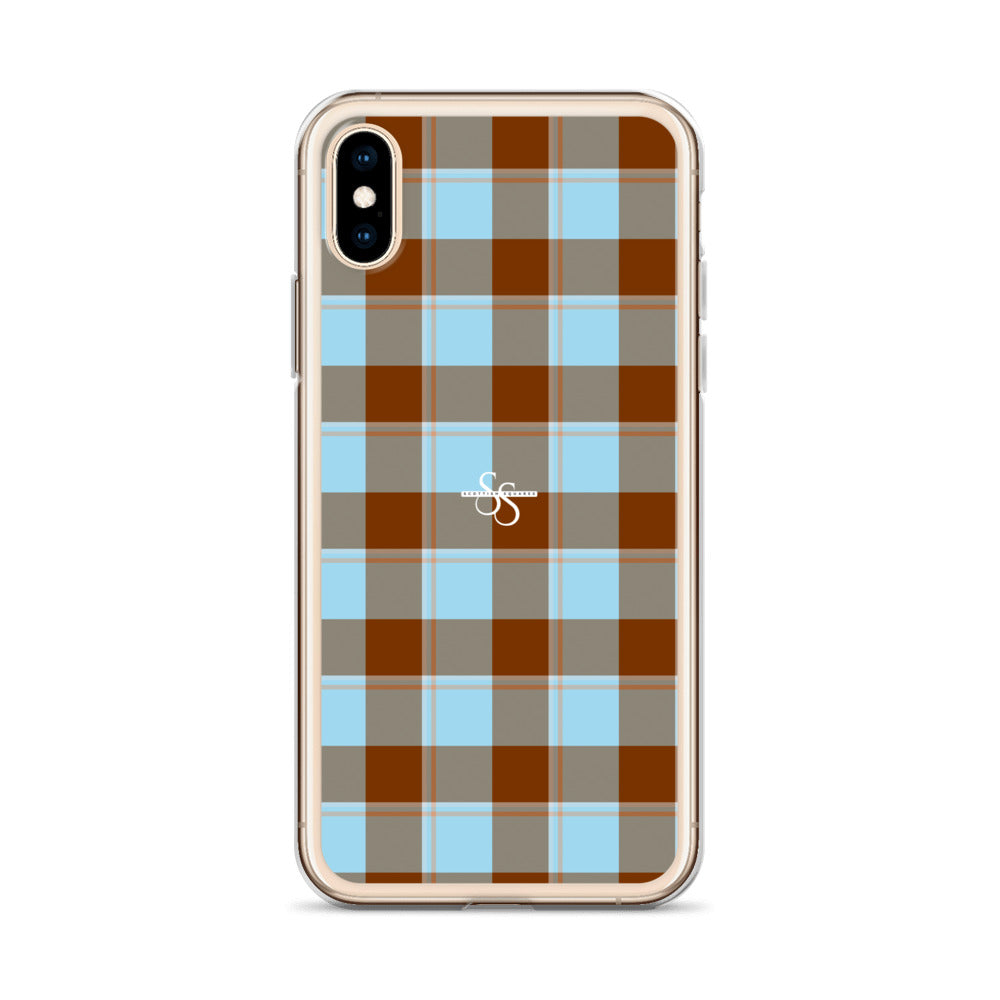 Clear Case for iPhone Blizzard Blue and Livid Brown Plaid - Scottish Squares