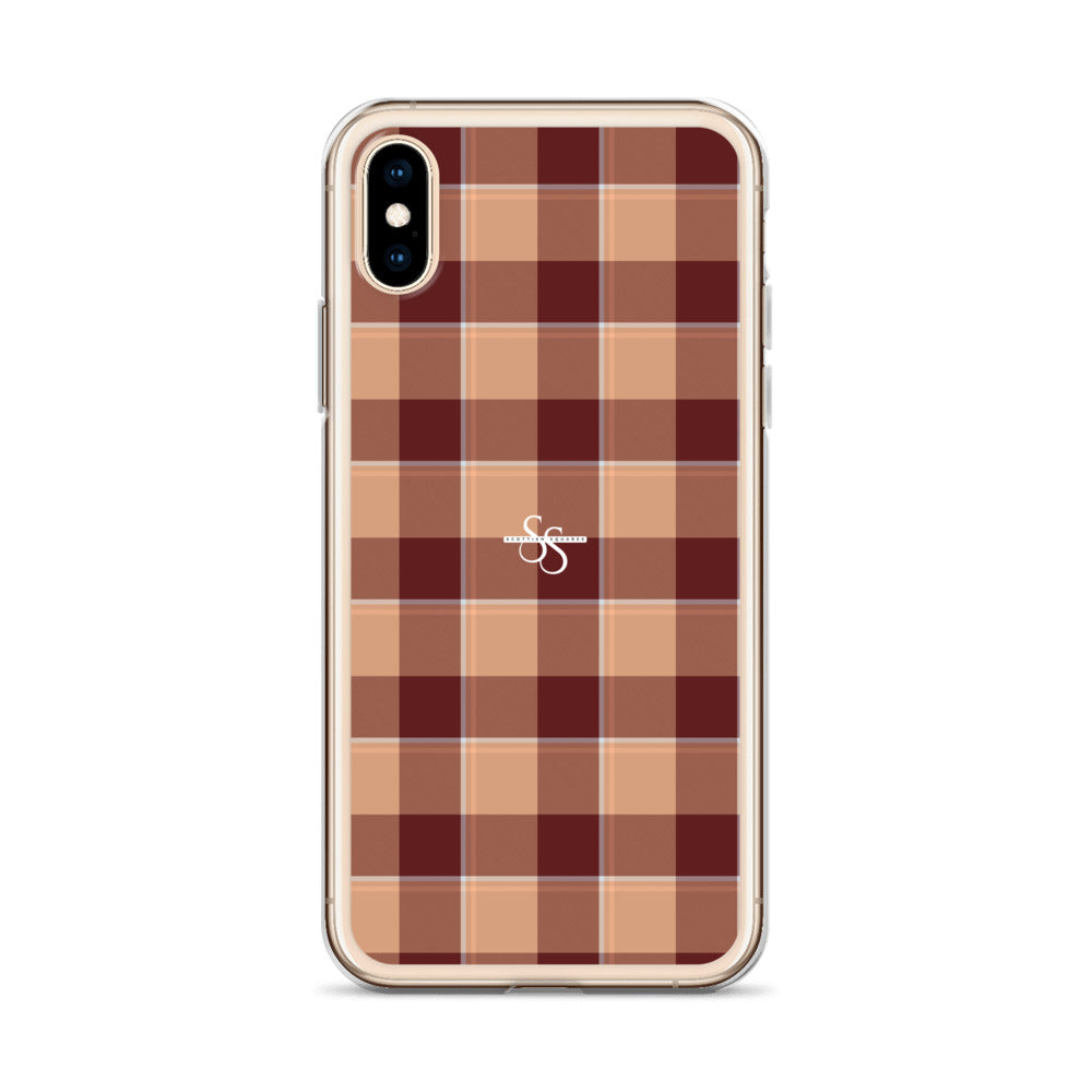 Clear Case for iPhone Whiskey and Livid Brown Plaid - Scottish Squares