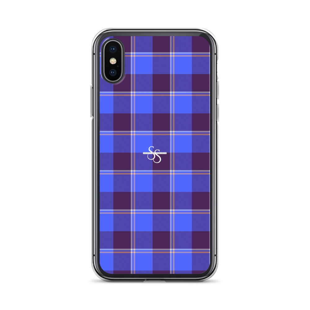 Clear Case for iPhone Cornflower Blue and Livid Brown Plaid iPhone X XS - Scottish Squares