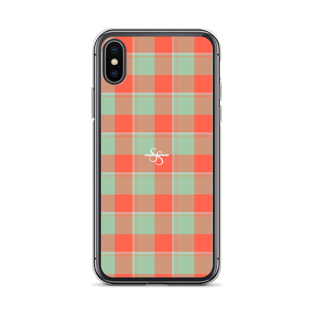 Clear Case for iPhone Spring Rain and Persimmon Plaid iPhone X XS - Scottish Squares