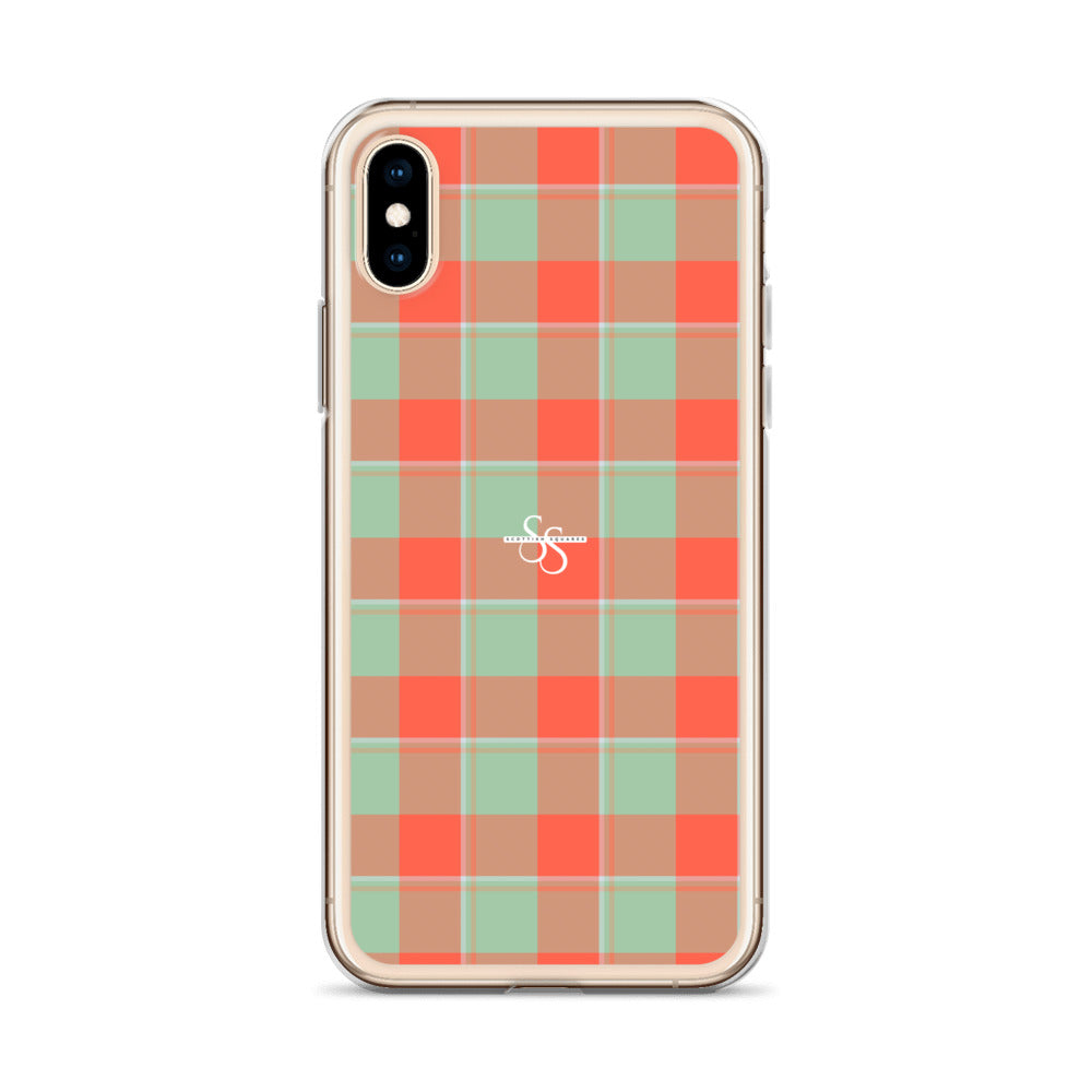 Clear Case for iPhone Spring Rain and Persimmon Plaid - Scottish Squares