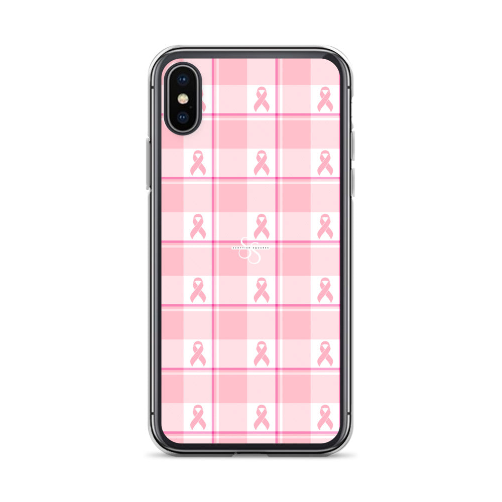 Clear Case for iPhone Breast Cancer Awareness Plaid iPhone X XS - Scottish Squares