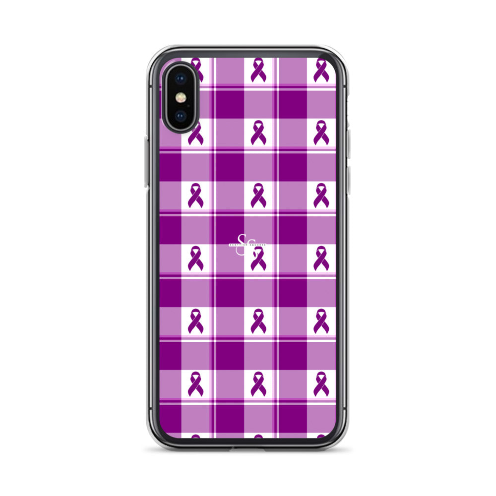 Clear Case for iPhone Pancreatic Cancer Awareness Plaid iPhone X XS - Scottish Squares
