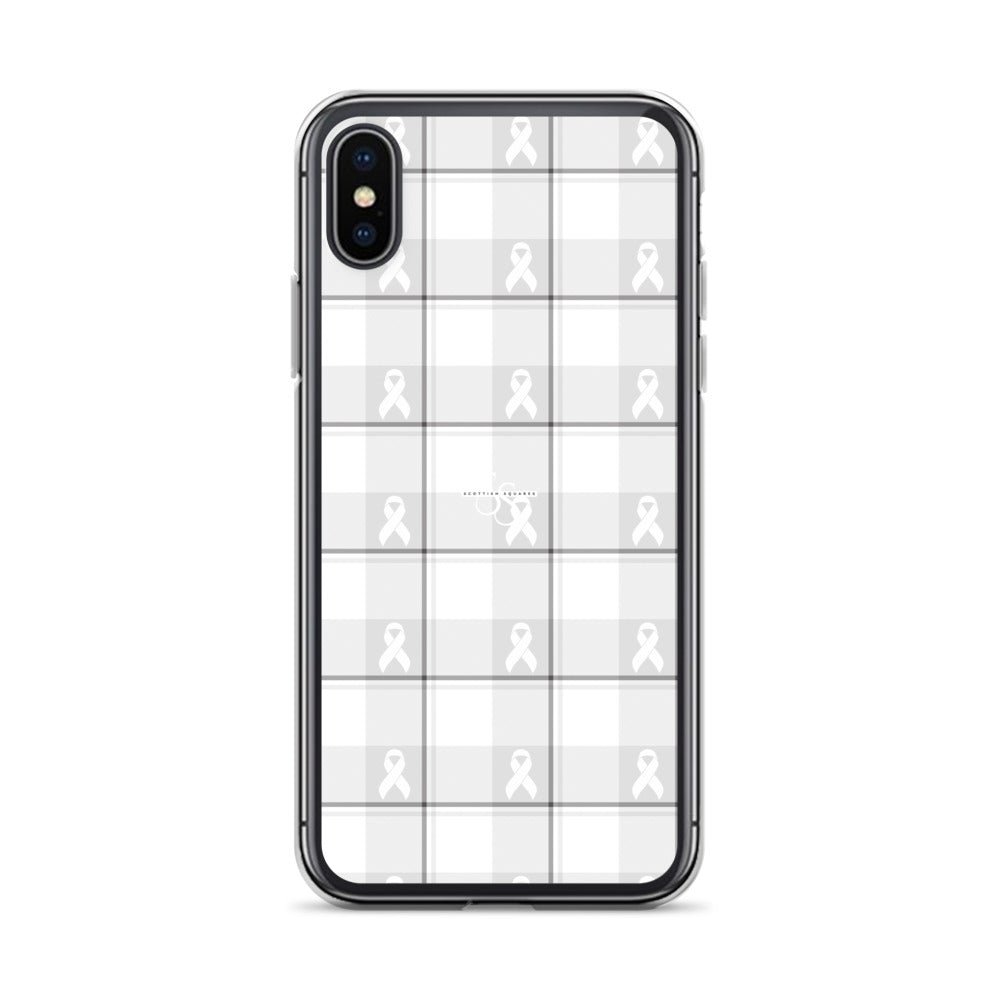 Clear Case for iPhone Lung Cancer Awareness Plaid, White Ribbon, Supportive Gift iPhone X XS - Scottish Squares