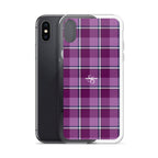 Clear Case for iPhone Purple and Trendy Pink Plaid - Scottish Squares