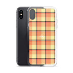 Clear Case for iPhone Claystone and Morning Mist Plaid - Scottish Squares