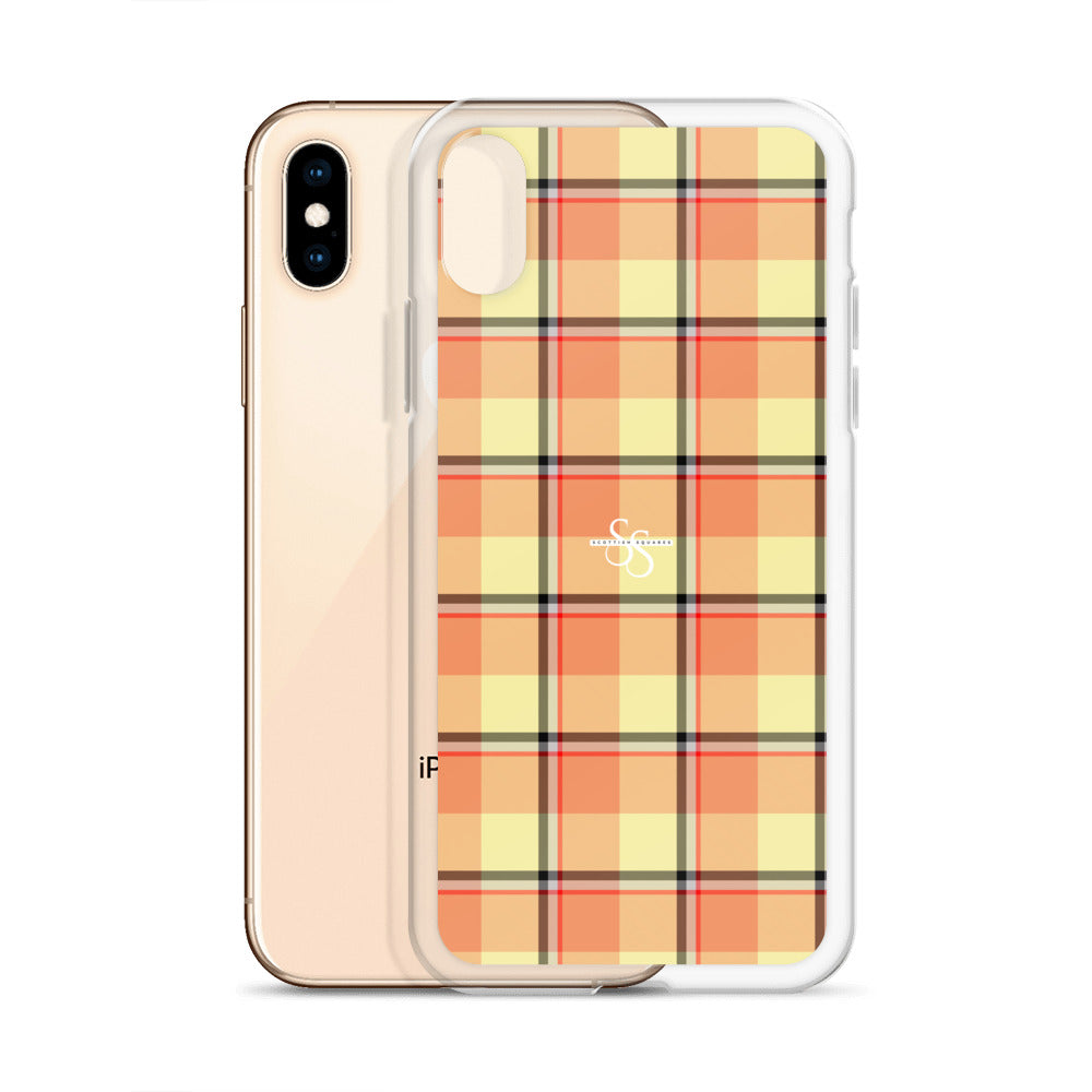 Clear Case for iPhone Claystone and Morning Mist Plaid - Scottish Squares