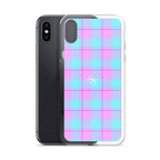 Clear Case for iPhone Mauve and Coastal Mist Plaid - Scottish Squares