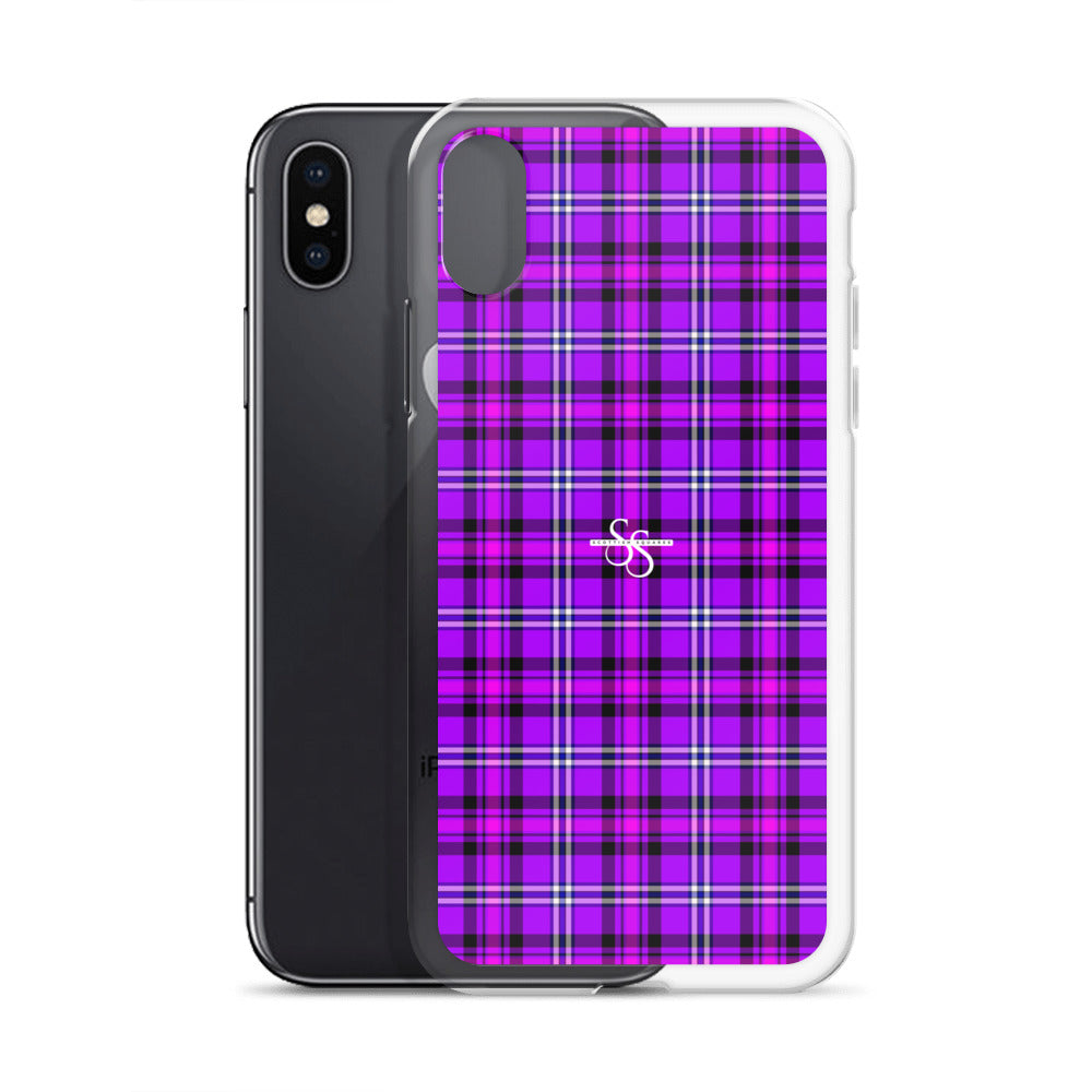 Clear Case for iPhone Electric Violet and Fuchsia Plaid - Scottish Squares