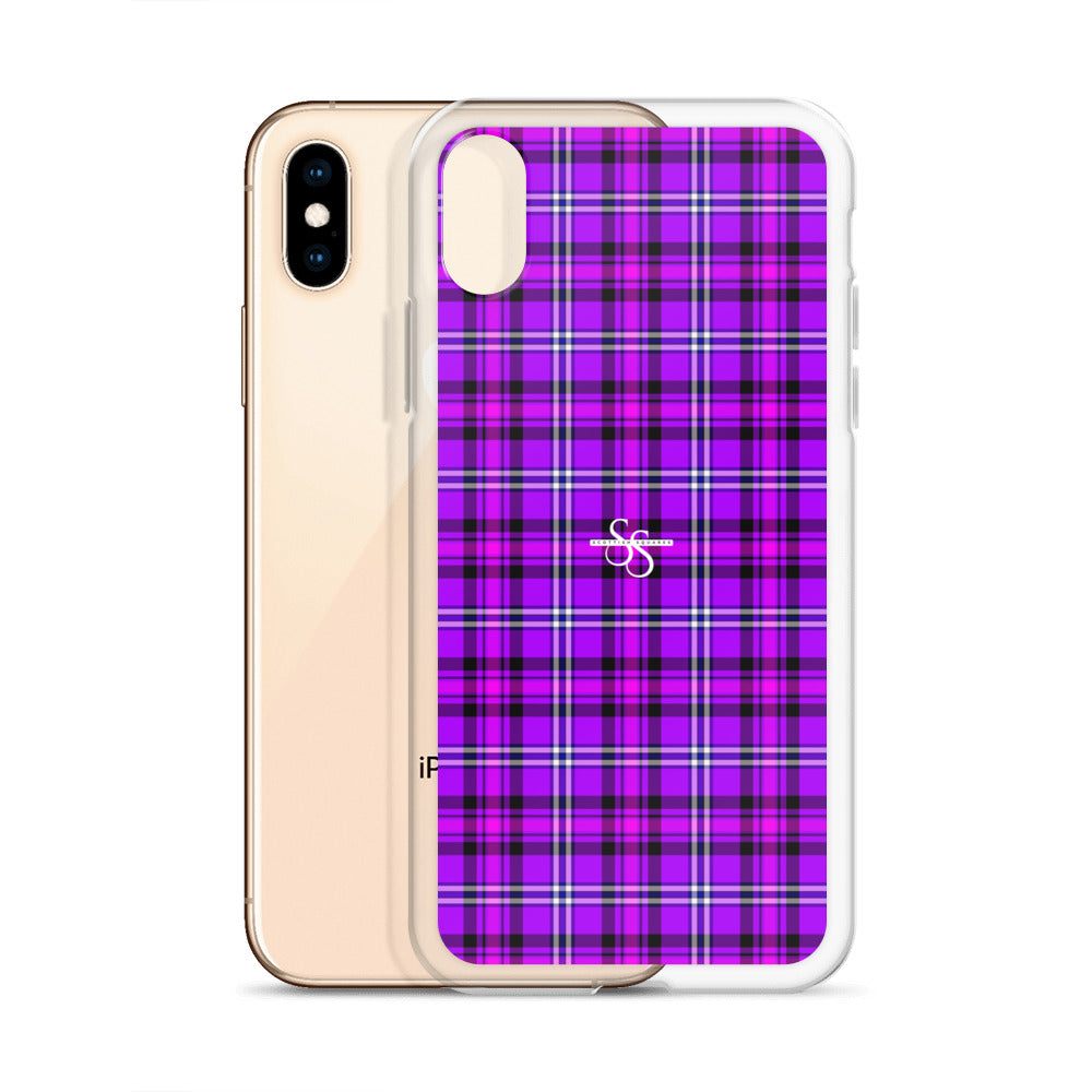 Clear Case for iPhone Electric Violet and Fuchsia Plaid - Scottish Squares