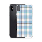 Clear Case for iPhone Pink Cloud and Blue Lagoon Plaid - Scottish Squares