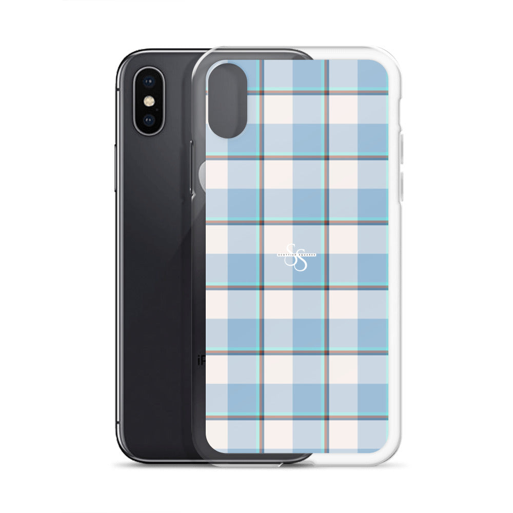 Clear Case for iPhone Pink Cloud and Blue Lagoon Plaid - Scottish Squares