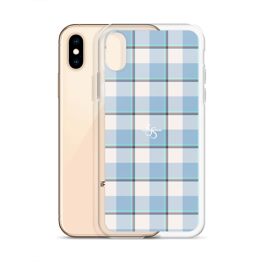 Clear Case for iPhone Pink Cloud and Blue Lagoon Plaid - Scottish Squares