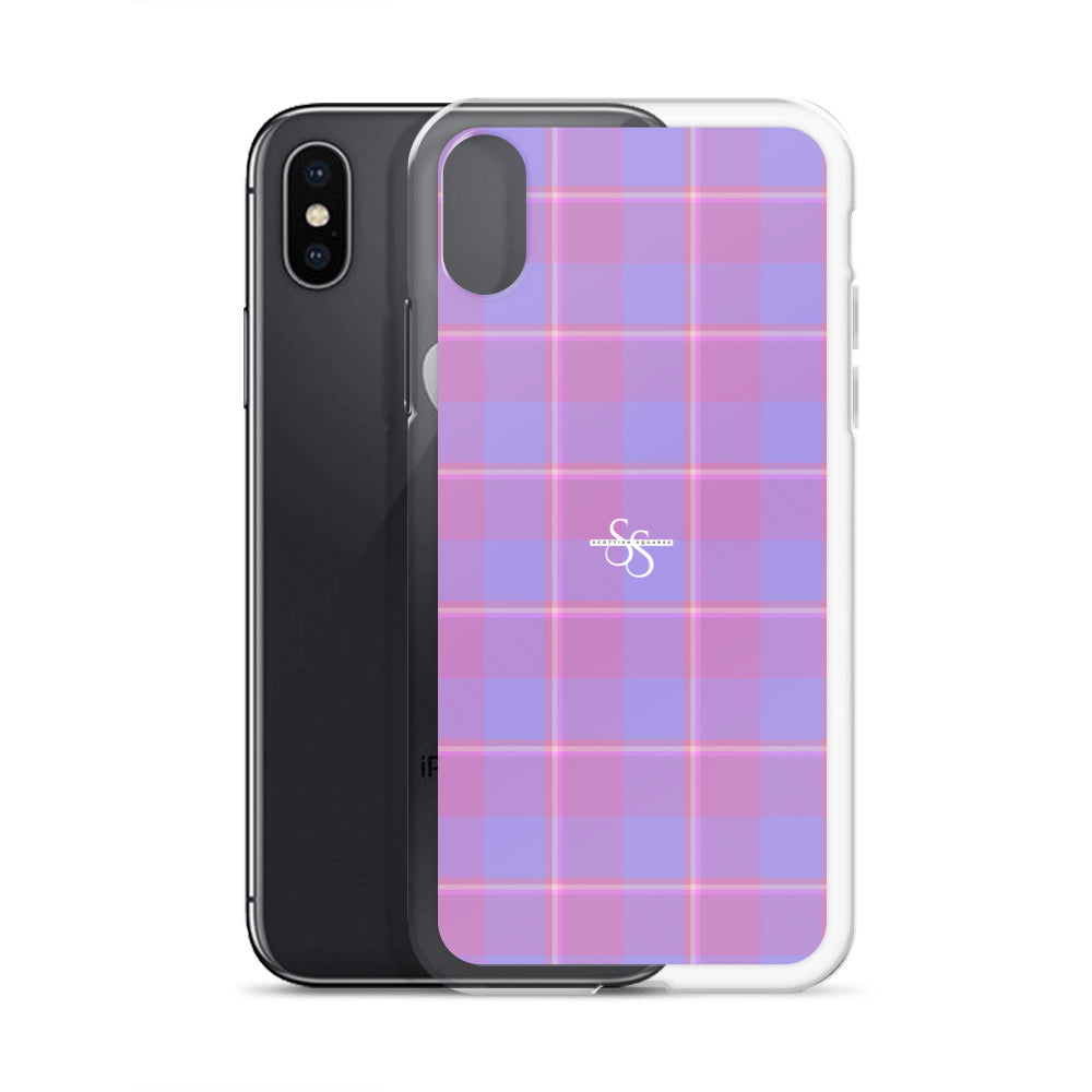 Clear Case for iPhone Viola and Dull Lavender Plaid - Scottish Squares