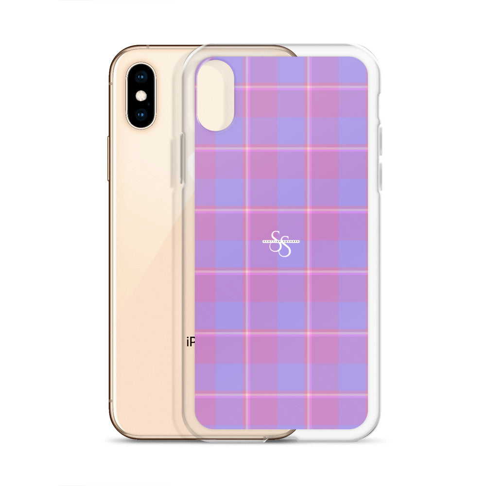 Clear Case for iPhone Viola and Dull Lavender Plaid - Scottish Squares
