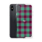 Clear Case for iPhone Ocean Green and Mulberry Wood Plaid - Scottish Squares