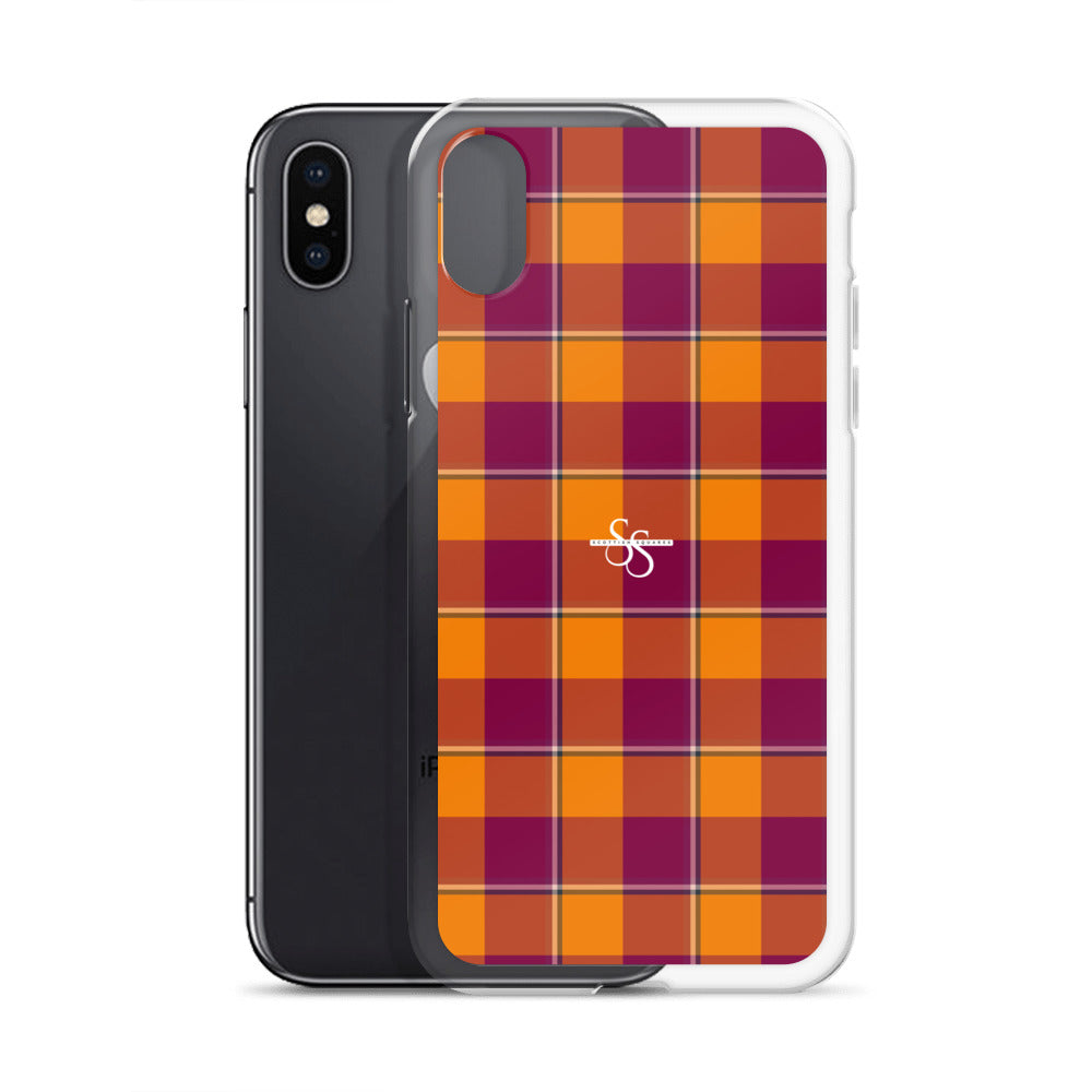 Clear Case for iPhone Tahiti Gold and Rose Bud Cherry Plaid - Scottish Squares