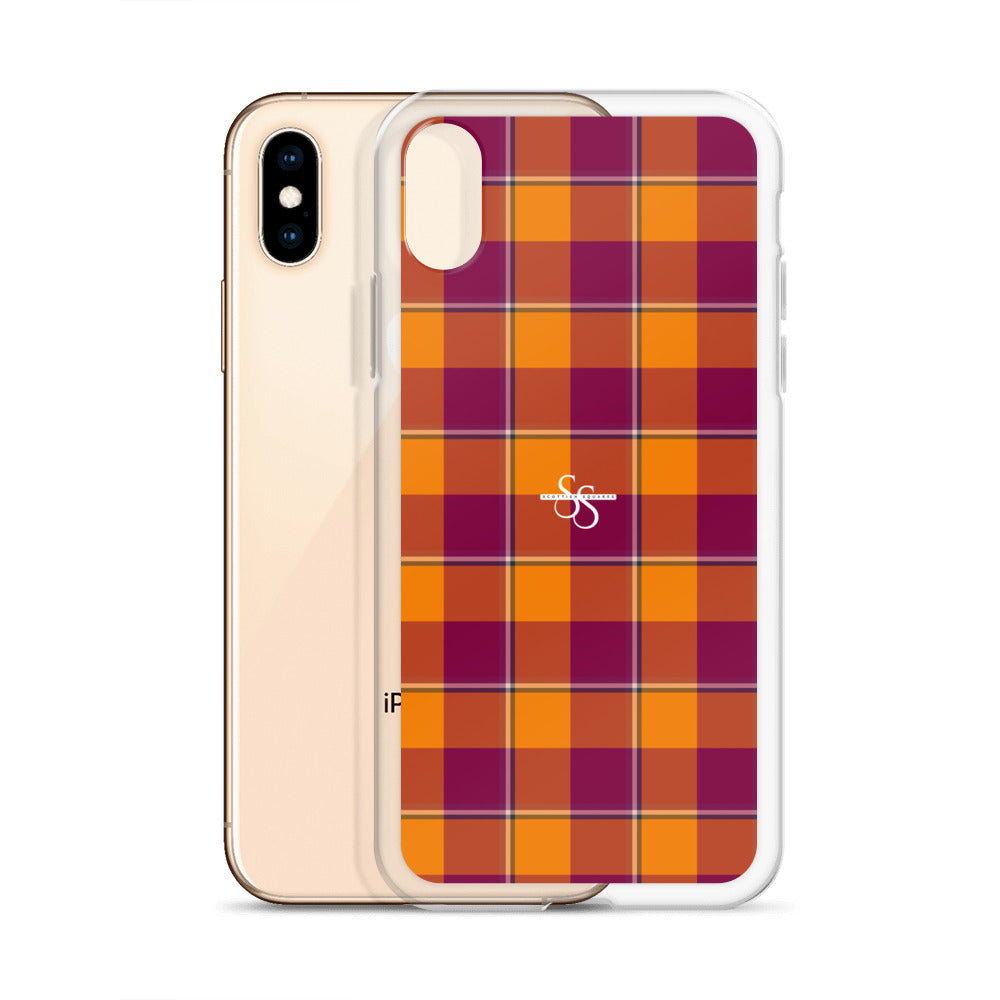 Clear Case for iPhone Tahiti Gold and Rose Bud Cherry Plaid - Scottish Squares