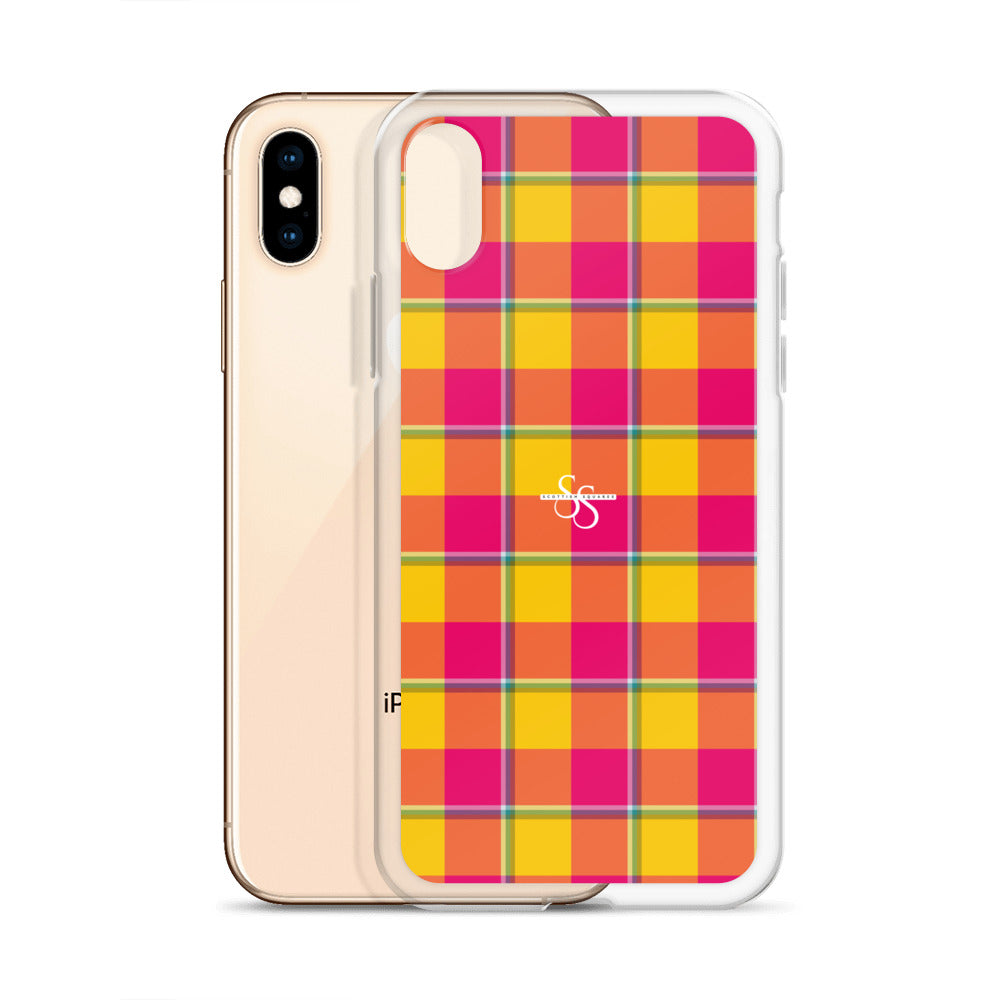 Clear Case for iPhone Corn and Razzmatazz Plaid - Scottish Squares