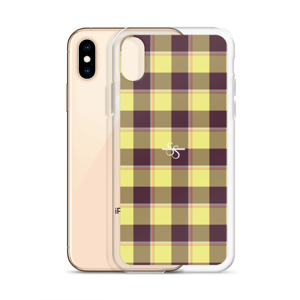 Clear Case for iPhone Flax and Livid Brown Plaid - Scottish Squares