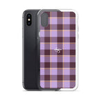 Clear Case for iPhone Light Wisteria and Livid Brown Plaid - Scottish Squares