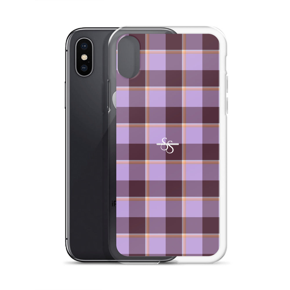 Clear Case for iPhone Light Wisteria and Livid Brown Plaid - Scottish Squares