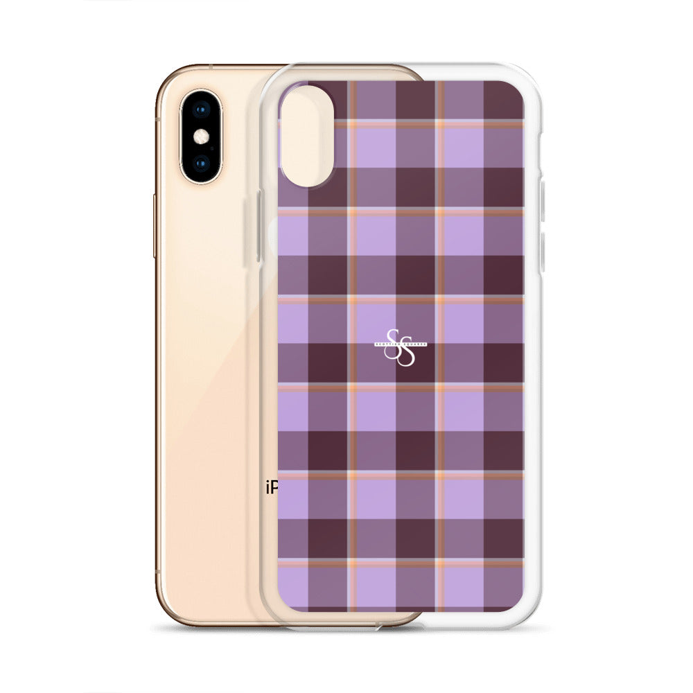 Clear Case for iPhone Light Wisteria and Livid Brown Plaid - Scottish Squares