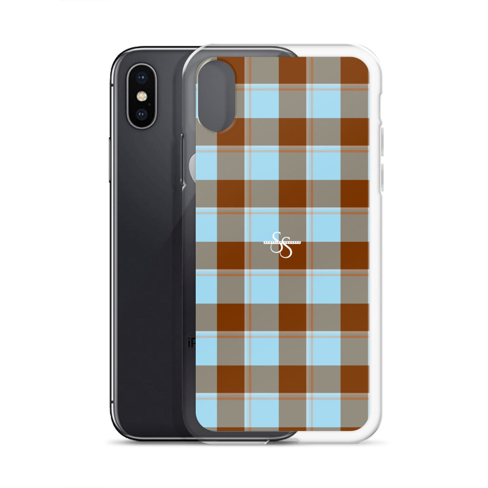 Clear Case for iPhone Blizzard Blue and Livid Brown Plaid - Scottish Squares