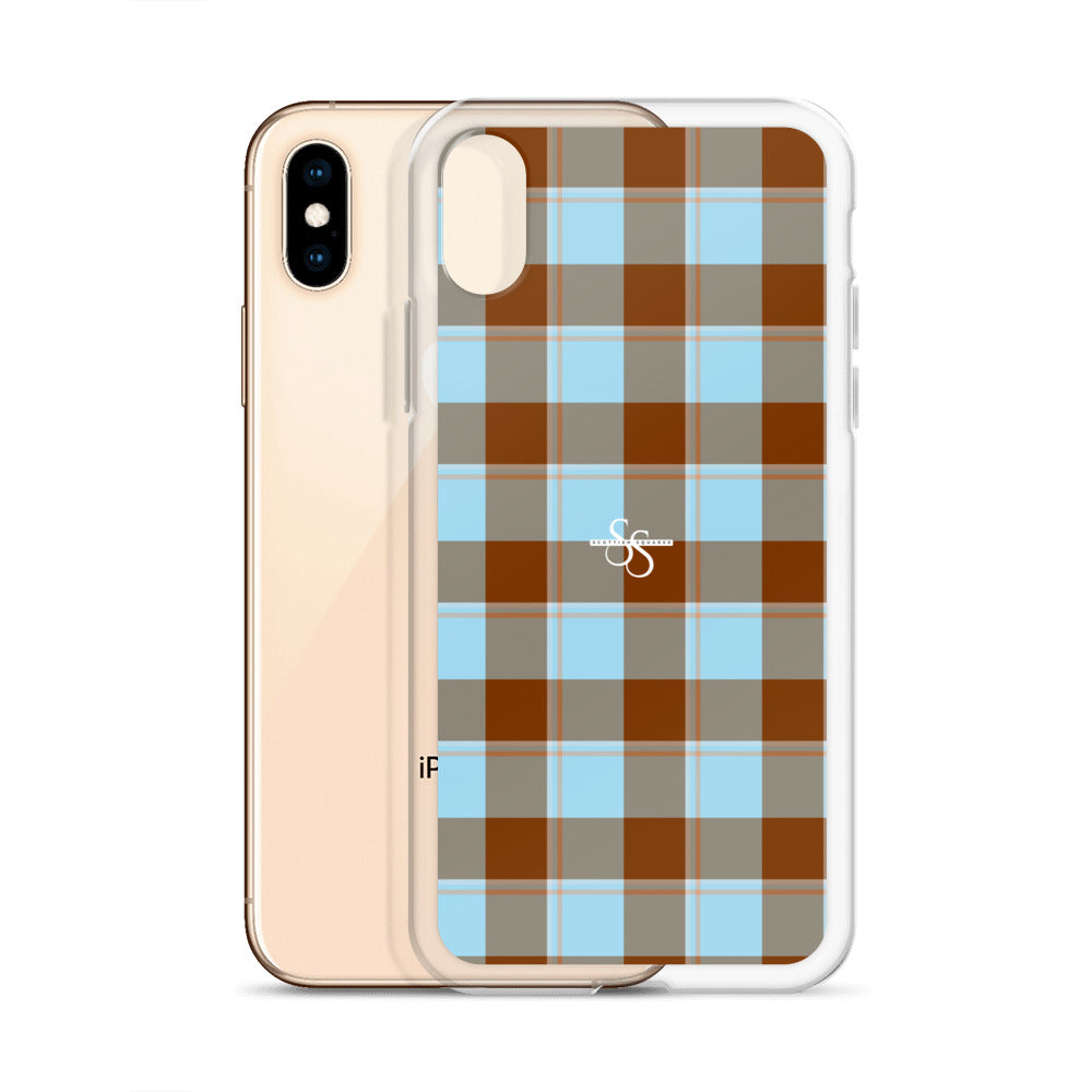 Clear Case for iPhone Blizzard Blue and Livid Brown Plaid - Scottish Squares