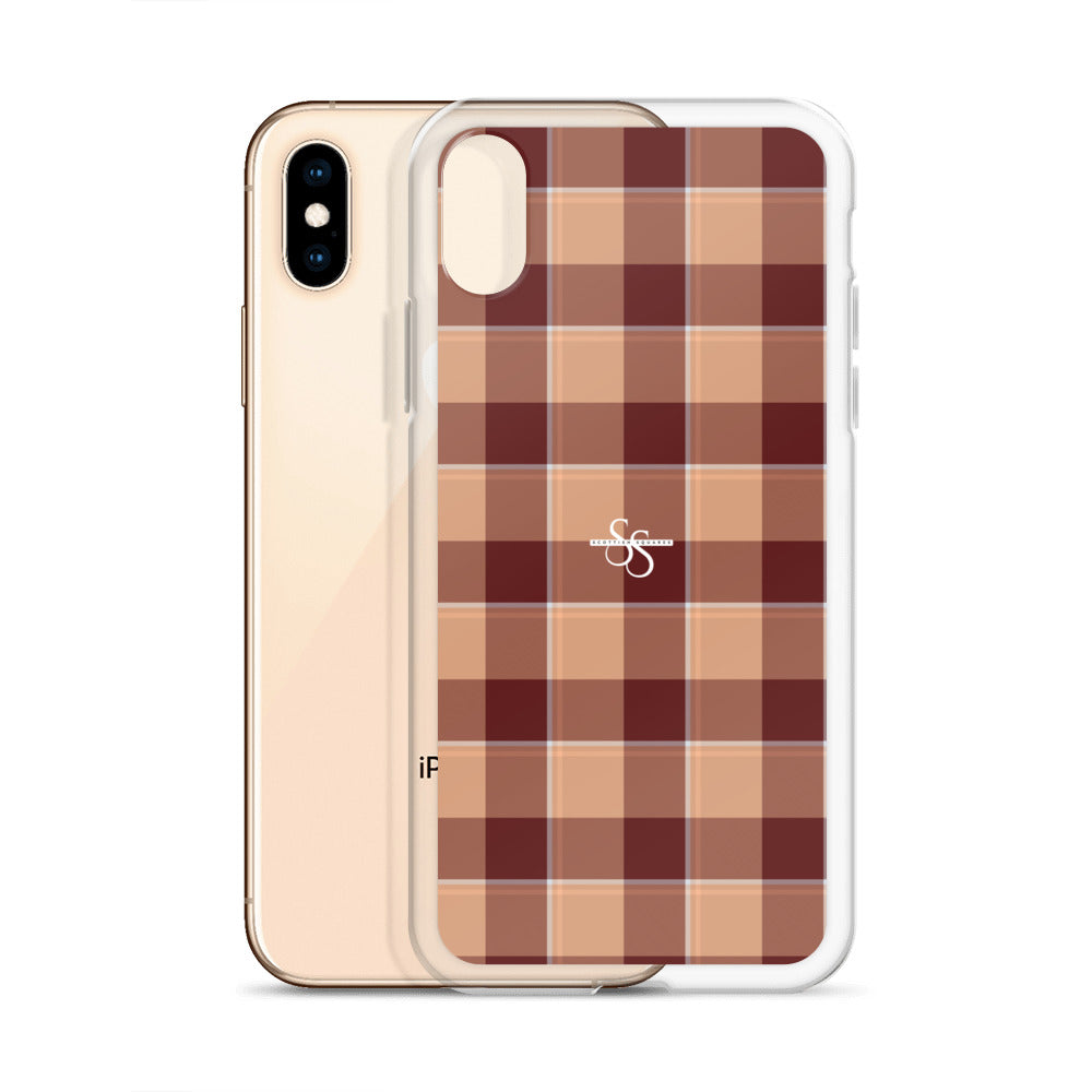 Clear Case for iPhone Whiskey and Livid Brown Plaid - Scottish Squares