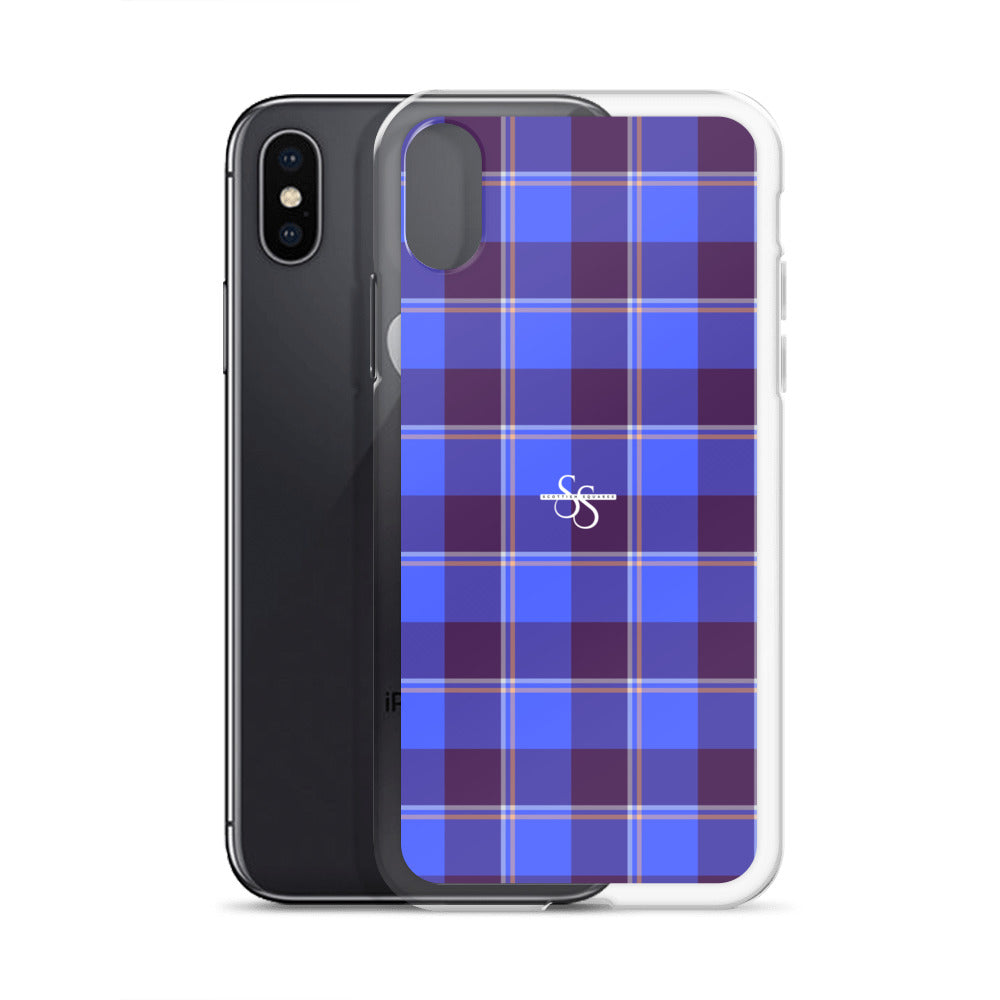 Clear Case for iPhone Cornflower Blue and Livid Brown Plaid - Scottish Squares