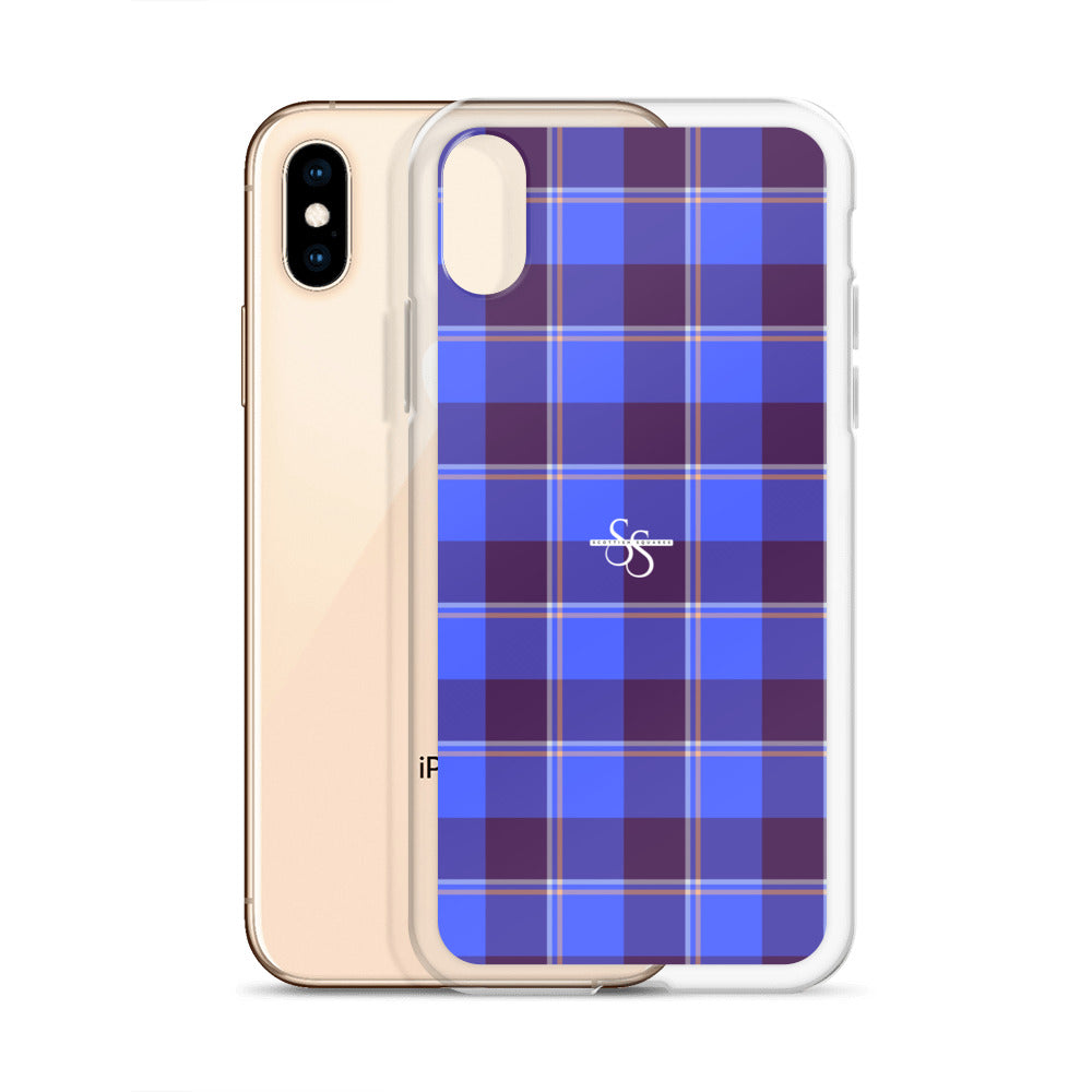 Clear Case for iPhone Cornflower Blue and Livid Brown Plaid - Scottish Squares