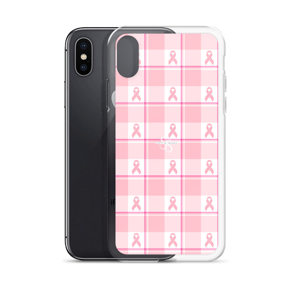 Clear Case for iPhone Breast Cancer Awareness Plaid - Scottish Squares