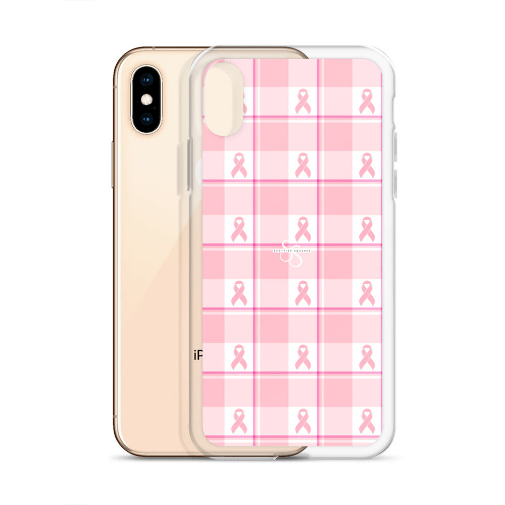 Clear Case for iPhone Breast Cancer Awareness Plaid - Scottish Squares