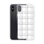 Clear Case for iPhone Lung Cancer Awareness Plaid, White Ribbon, Supportive Gift - Scottish Squares