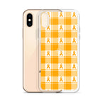 Clear Case for iPhone Kidney Cancer Awareness Plaid, Orange Ribbon, Supportive Gift - Scottish Squares