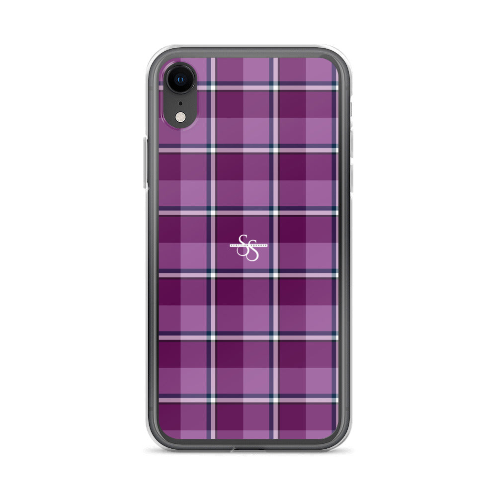 Clear Case for iPhone Purple and Trendy Pink Plaid iPhone XR - Scottish Squares