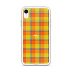 Clear Case for iPhone Blaze Orange and Bird Flower Plaid - Scottish Squares
