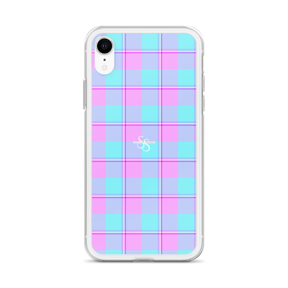 Clear Case for iPhone Mauve and Coastal Mist Plaid - Scottish Squares