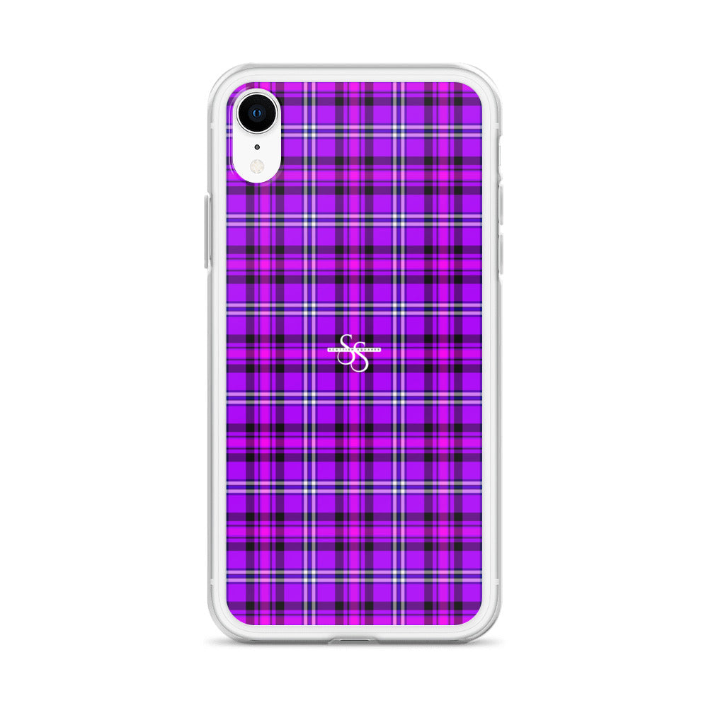 Clear Case for iPhone Electric Violet and Fuchsia Plaid - Scottish Squares