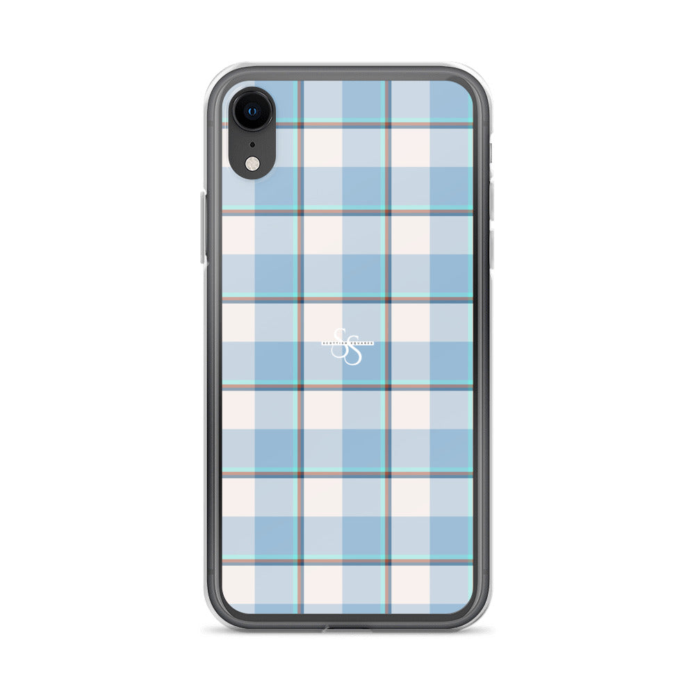 Clear Case for iPhone Pink Cloud and Blue Lagoon Plaid iPhone XR - Scottish Squares
