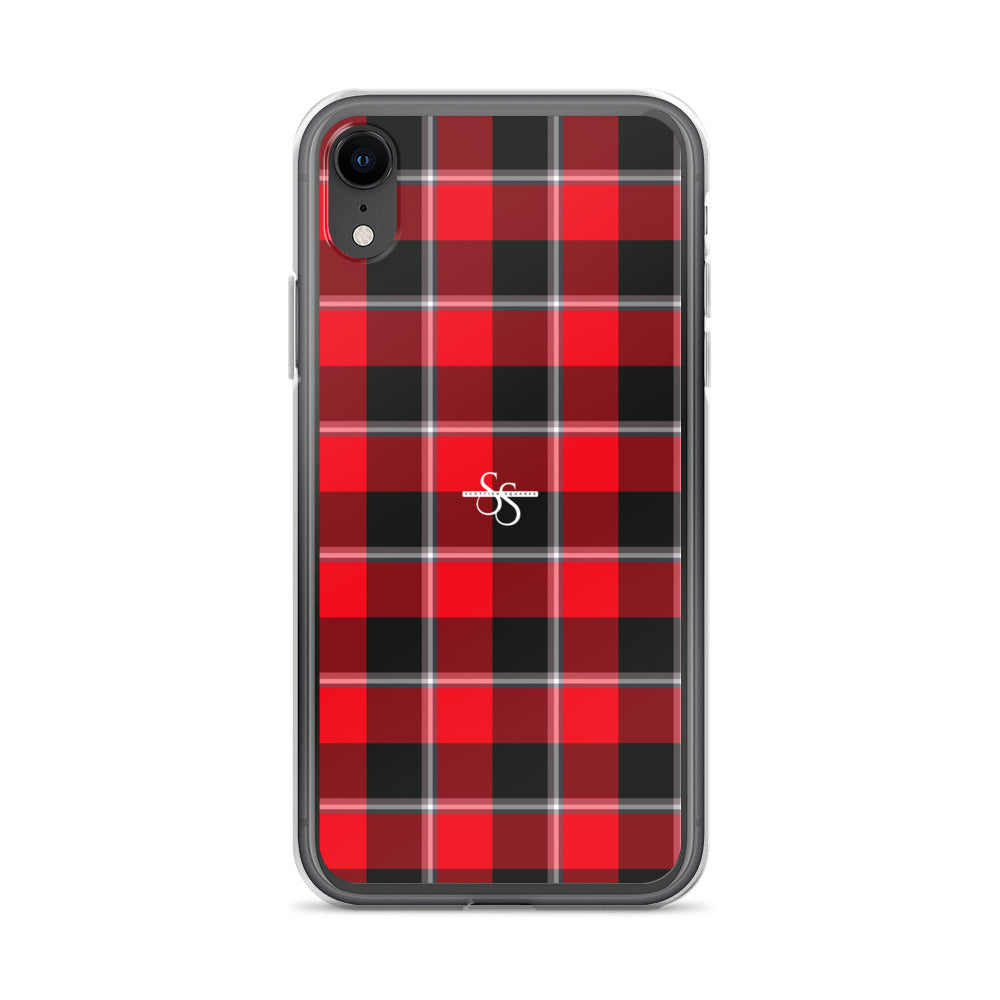 Clear Case for iPhone Red Ribbon and Heavy Metal Plaid iPhone XR - Scottish Squares