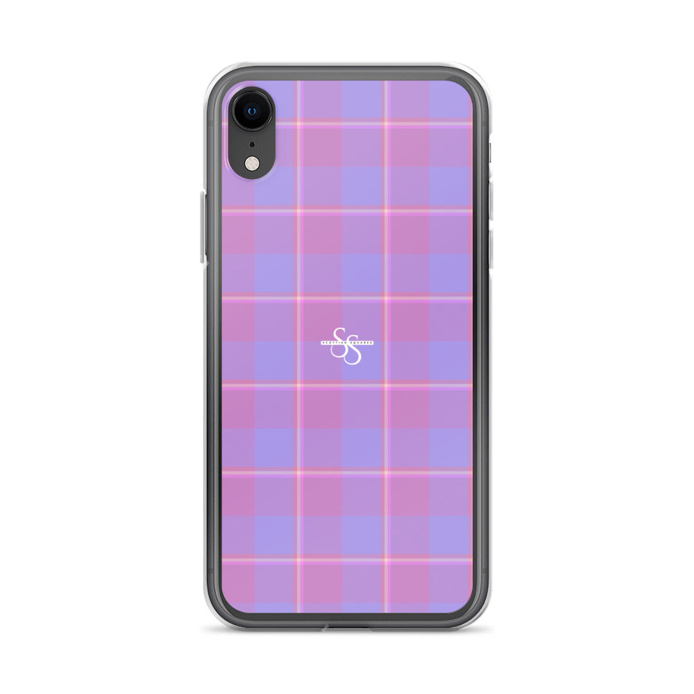 Clear Case for iPhone Viola and Dull Lavender Plaid iPhone XR - Scottish Squares