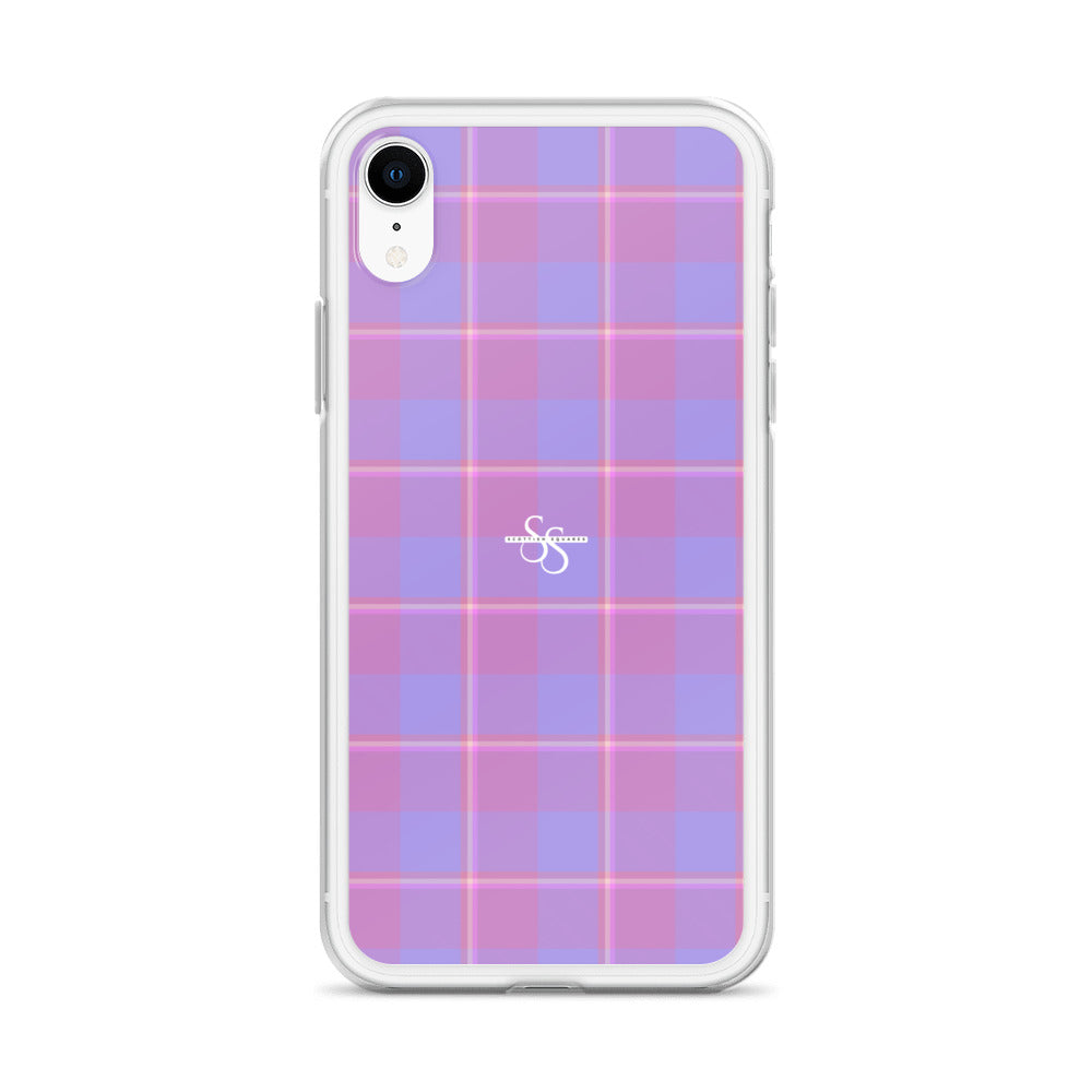 Clear Case for iPhone Viola and Dull Lavender Plaid - Scottish Squares