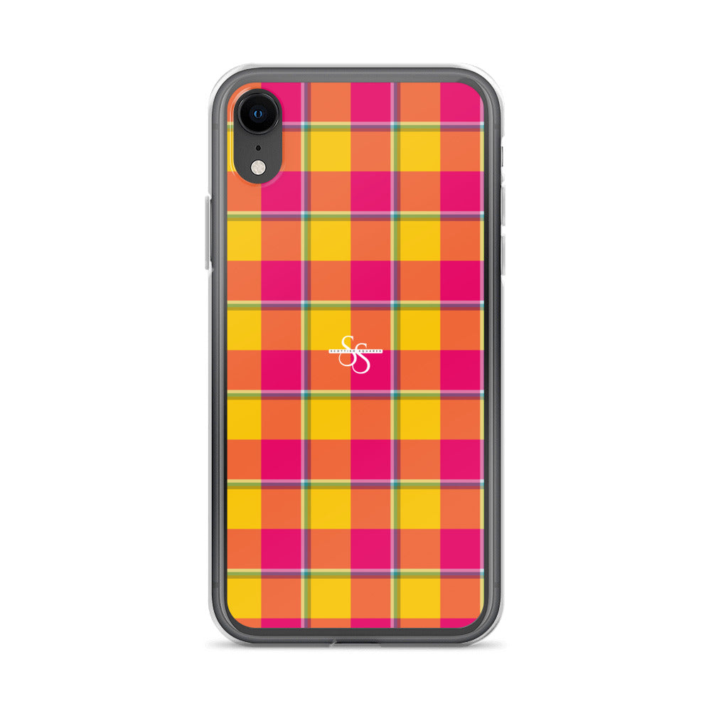 Clear Case for iPhone Corn and Razzmatazz Plaid iPhone XR - Scottish Squares