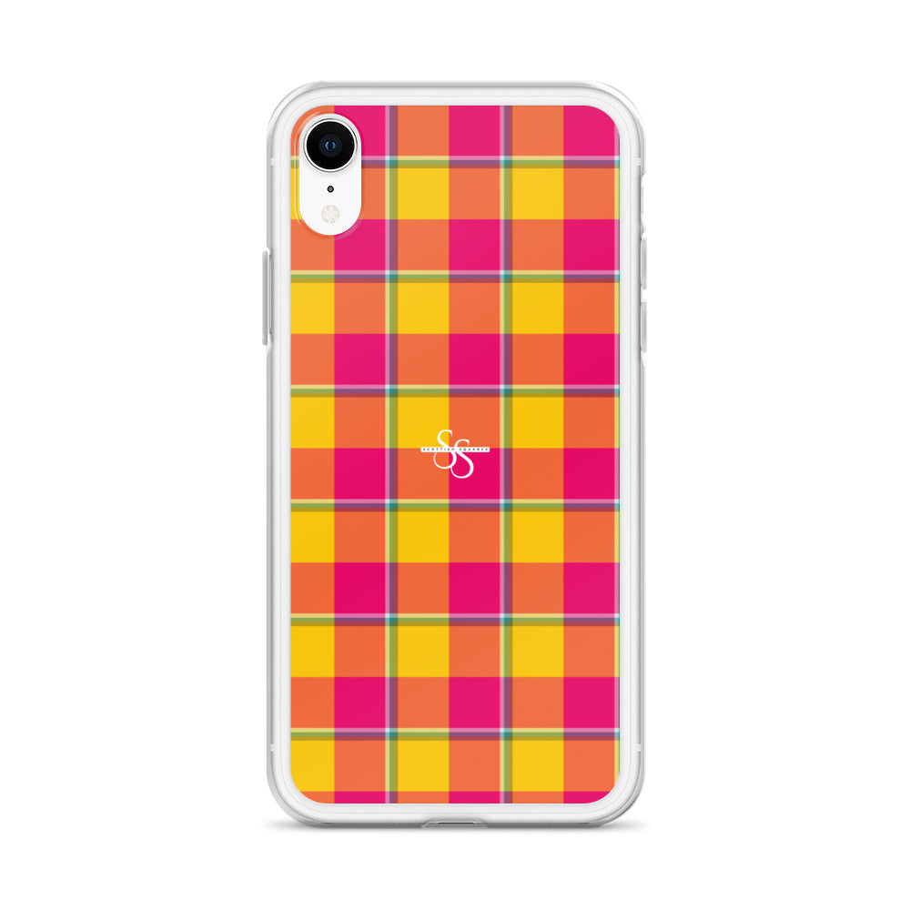 Clear Case for iPhone Corn and Razzmatazz Plaid - Scottish Squares