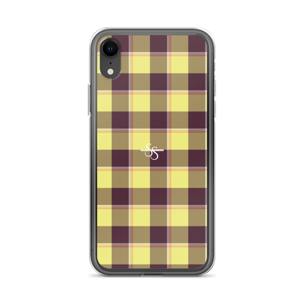 Clear Case for iPhone Flax and Livid Brown Plaid iPhone XR - Scottish Squares